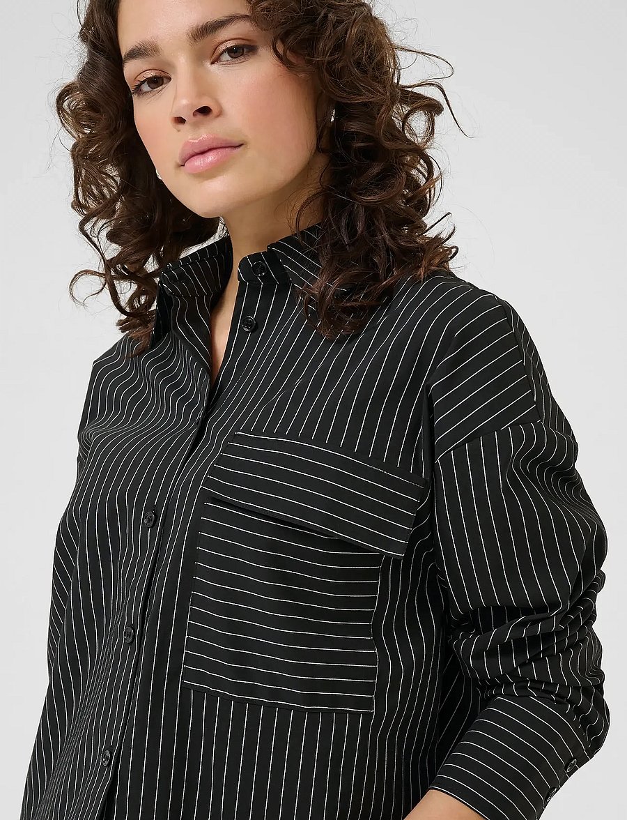 Kaffe - KAeliana Shirt - overhemden met lange mouwen - black / chalk pinstripe - 5