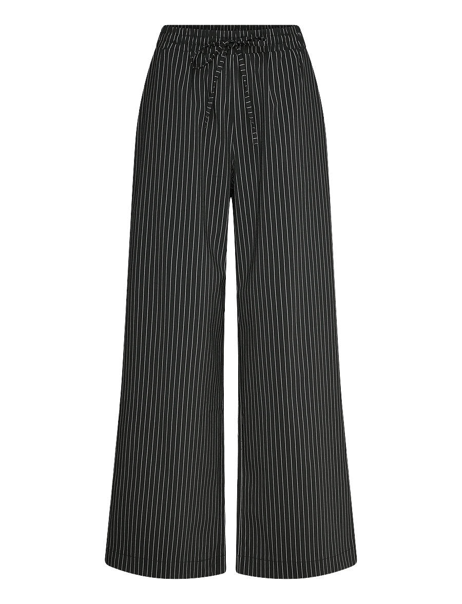 Kaffe - KAeliana Pants - bukser med brede ben - black / chalk pinstripe - 0