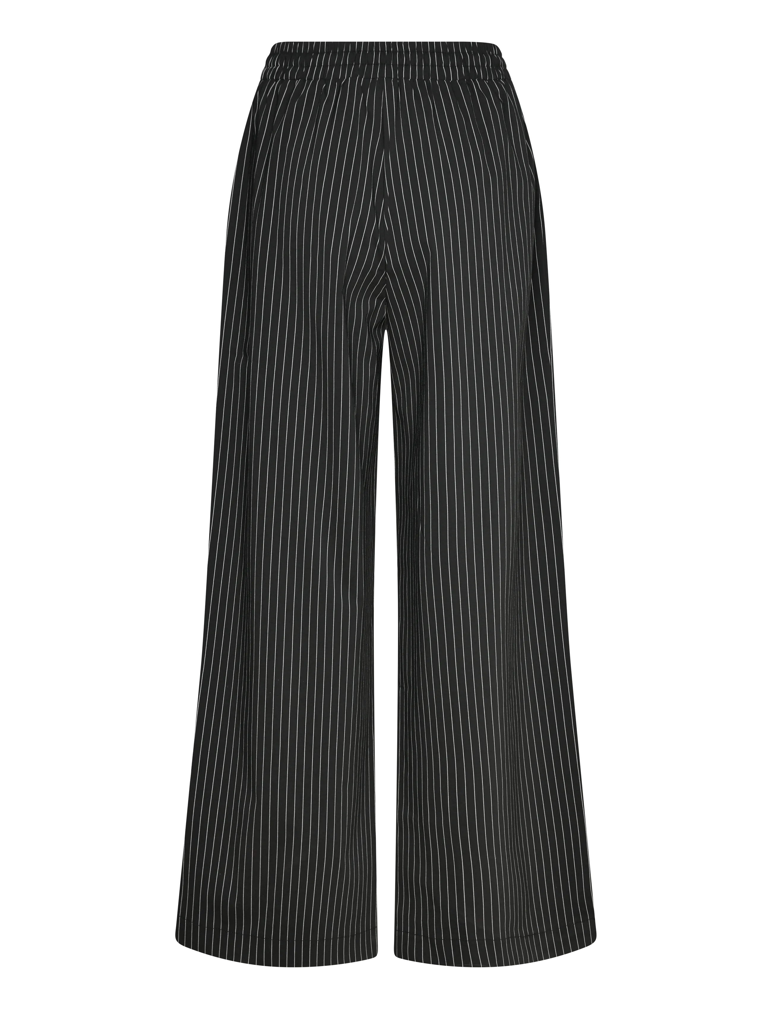 Kaffe - KAeliana Pants - wide leg trousers - black / chalk pinstripe - 1