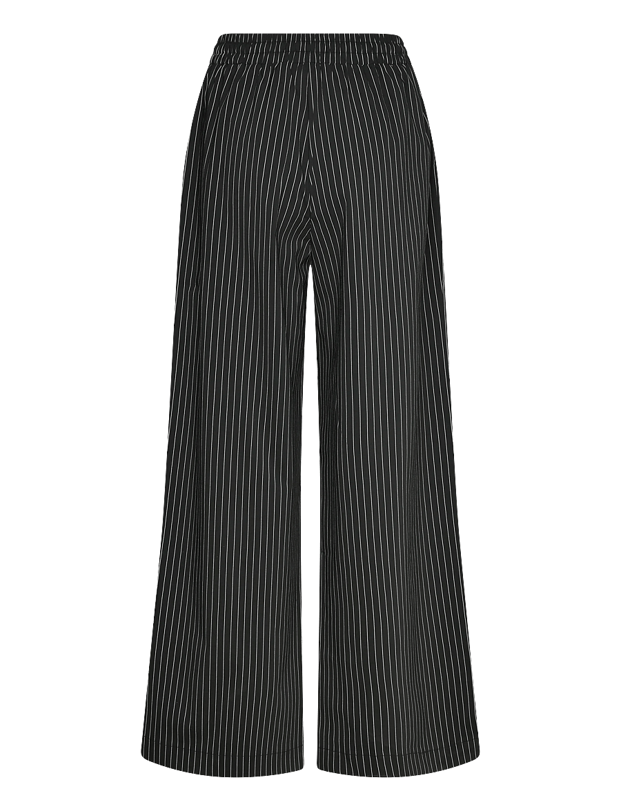 Kaffe - KAeliana Pants - bukser med brede ben - black / chalk pinstripe - 1
