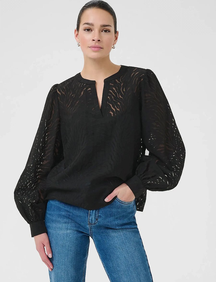 Kaffe - KAvivian Blouse - long sleeved blouses - black deep - 0