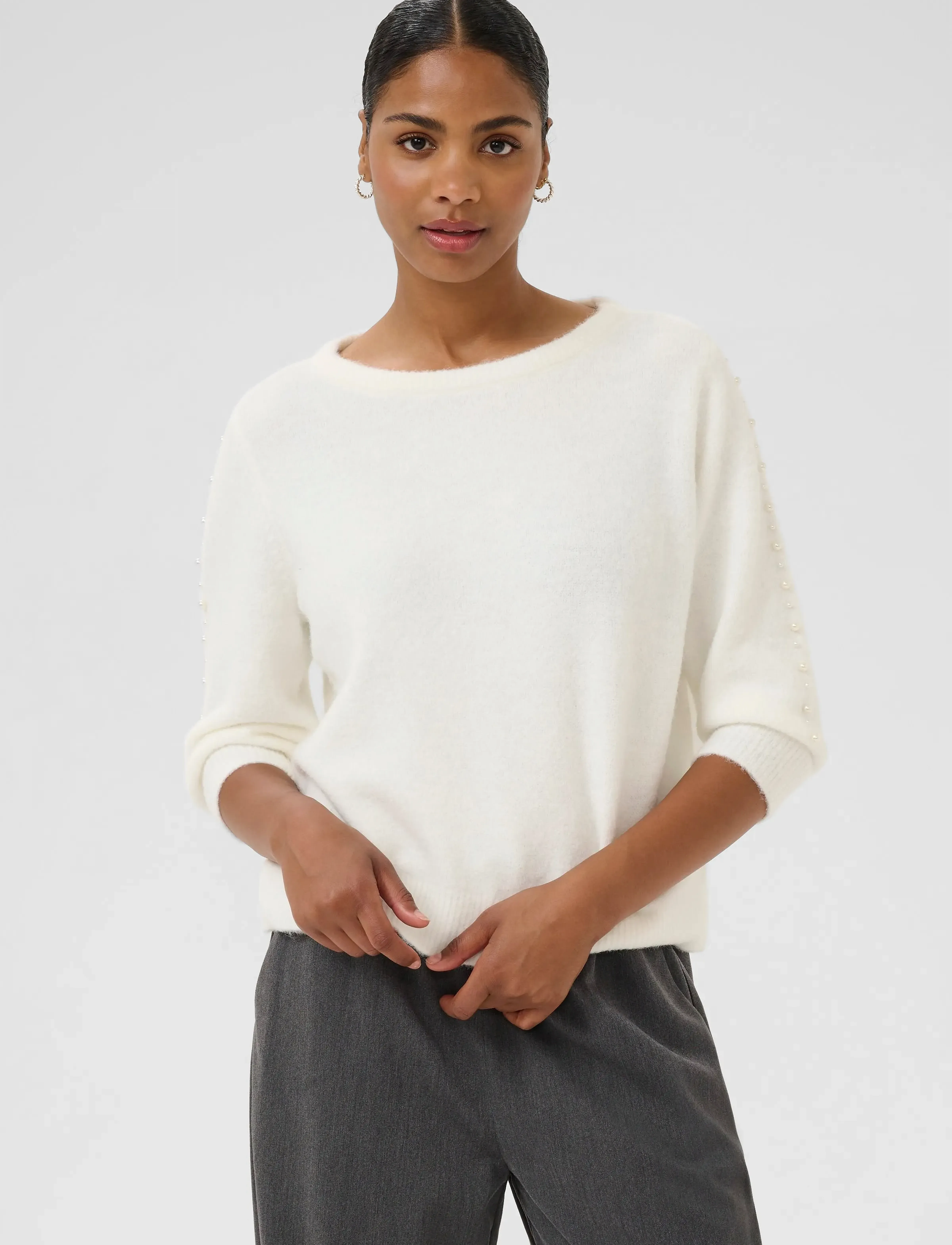 Kaffe Kabetty Pullover, XS, White, Strik > Trøjer, Dame