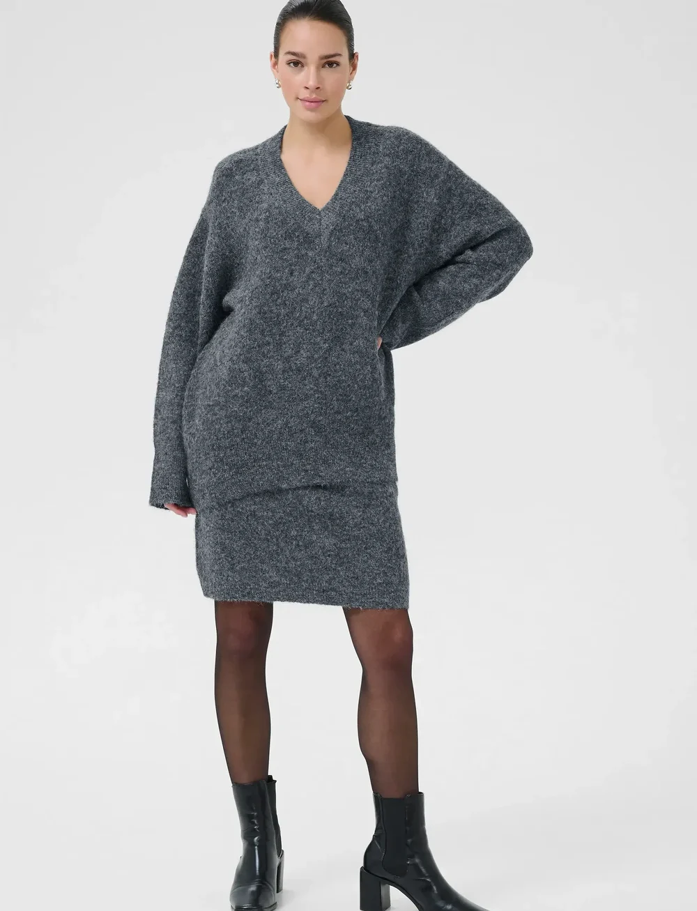 Kaffe - KAtrudy Pullover - striktrøjer - dark grey melange - 3