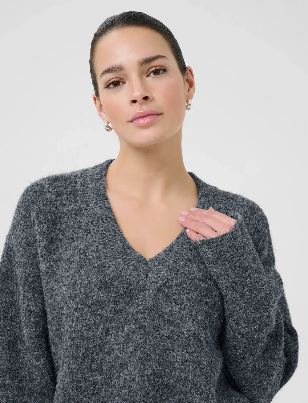 Kaffe - KAtrudy Pullover - striktrøjer - dark grey melange - 5