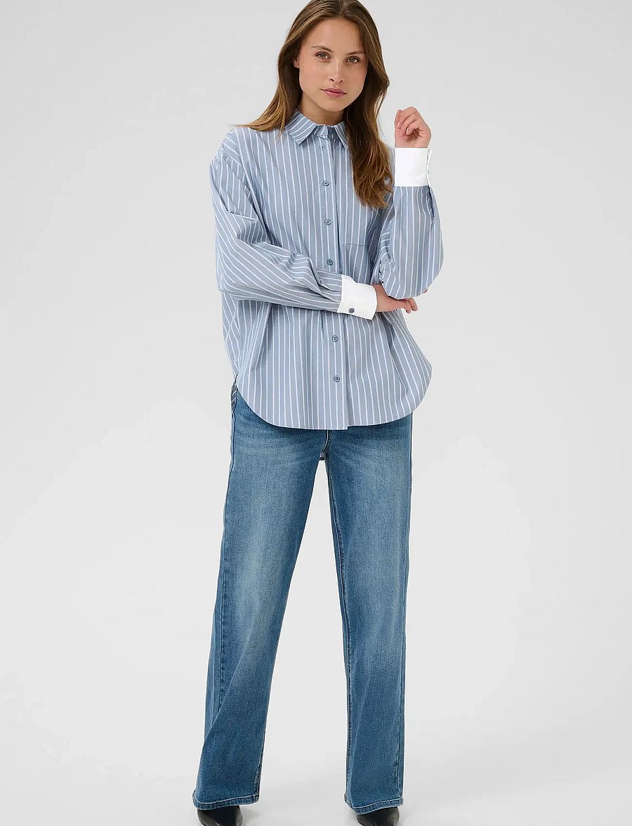 Kaffe - KAmilina Shirt - overhemden met lange mouwen - windward blue melange stripe - 3