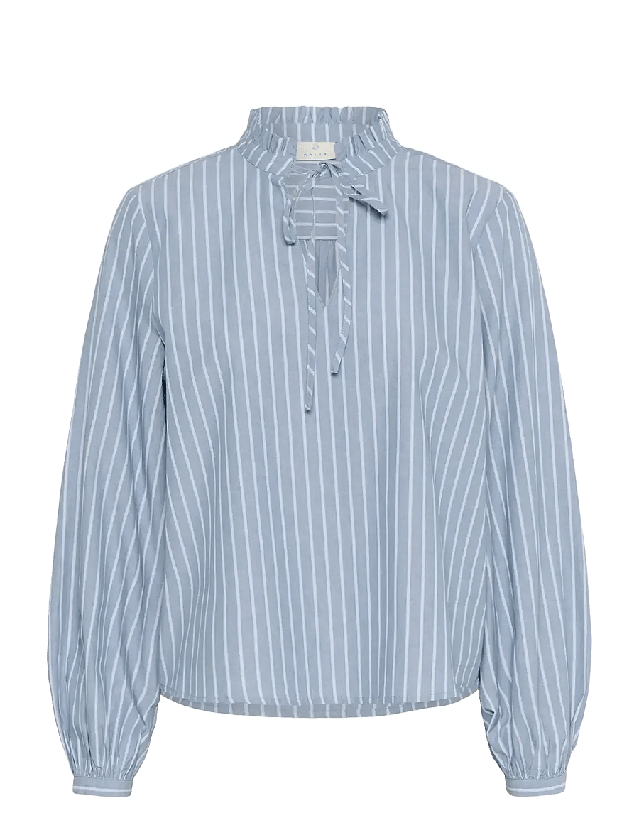 Kaffe - KAmilina Blouse - long sleeved blouses - windward blue melange stripe - 1