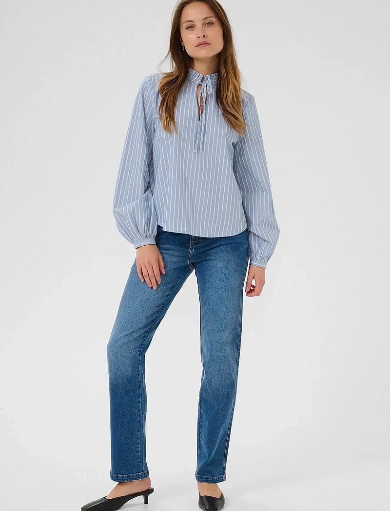 Kaffe - KAmilina Blouse - långärmade blusar - windward blue melange stripe - 3