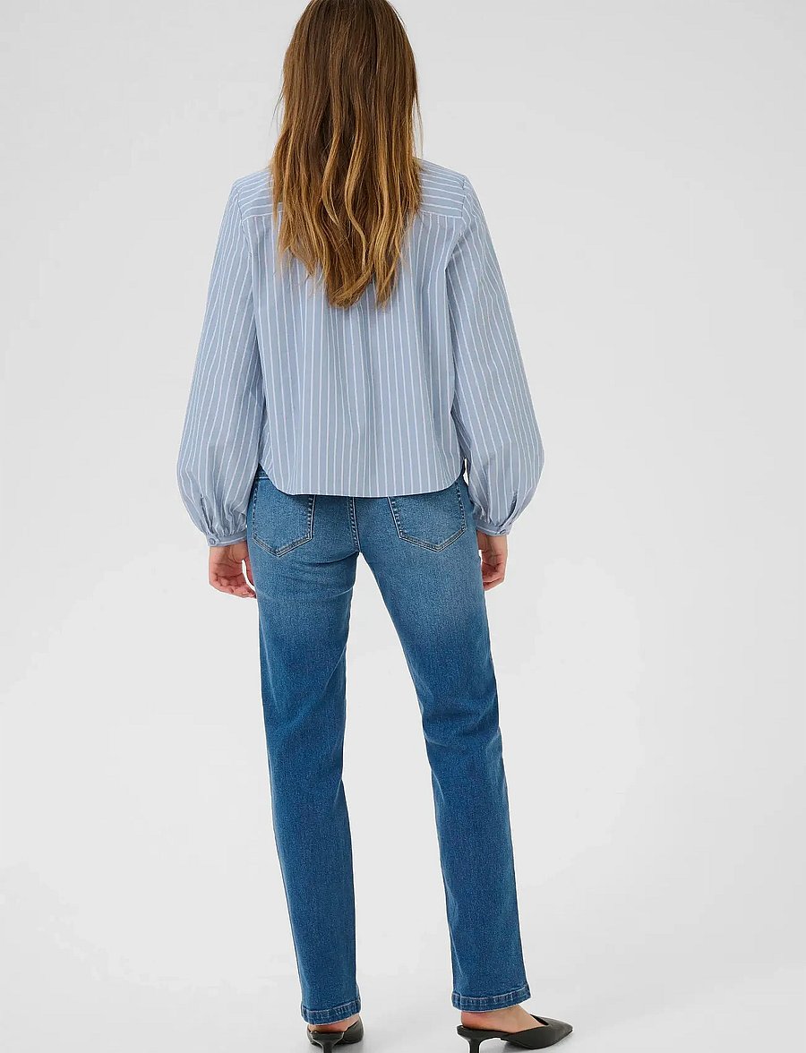 Kaffe - KAmilina Blouse - long sleeved blouses - windward blue melange stripe - 4