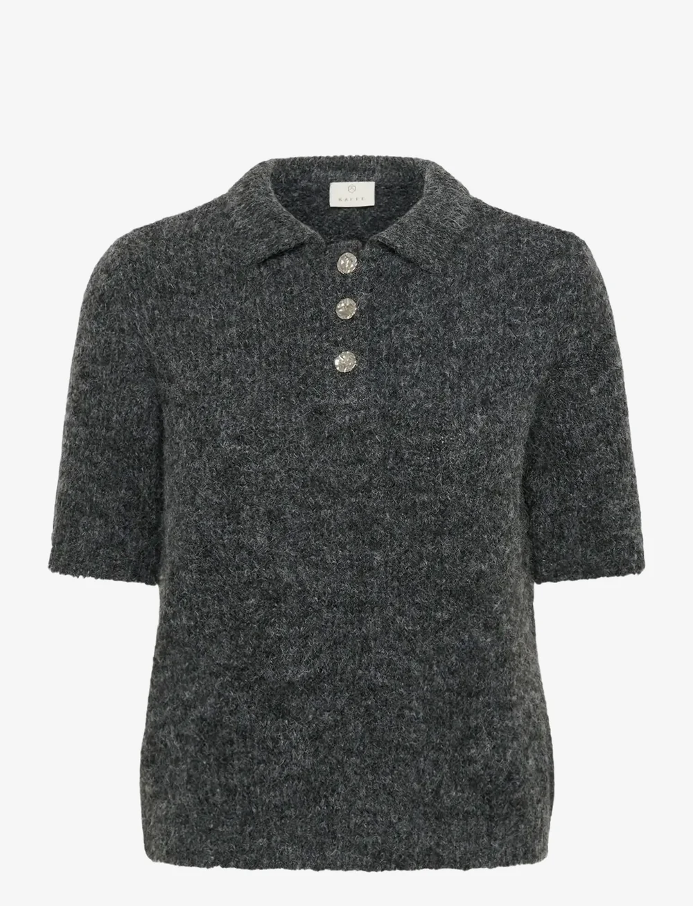 Kaffe - KAemilie Polo Pullover - stickade tröjor - dark grey melange - 1