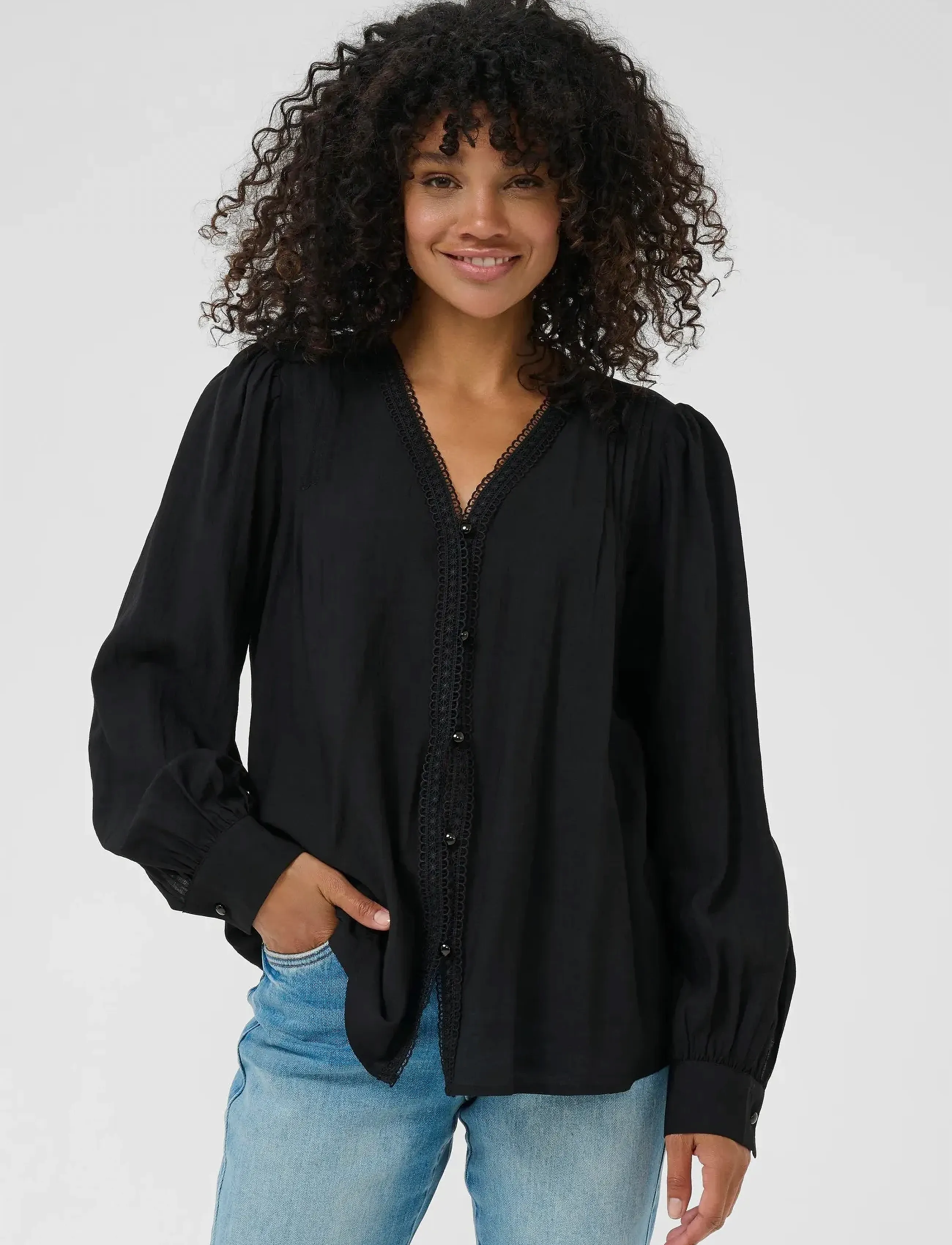 Kaffe Kamirabel Blouse, 36, Black, Bluser > Langærmede, Dame