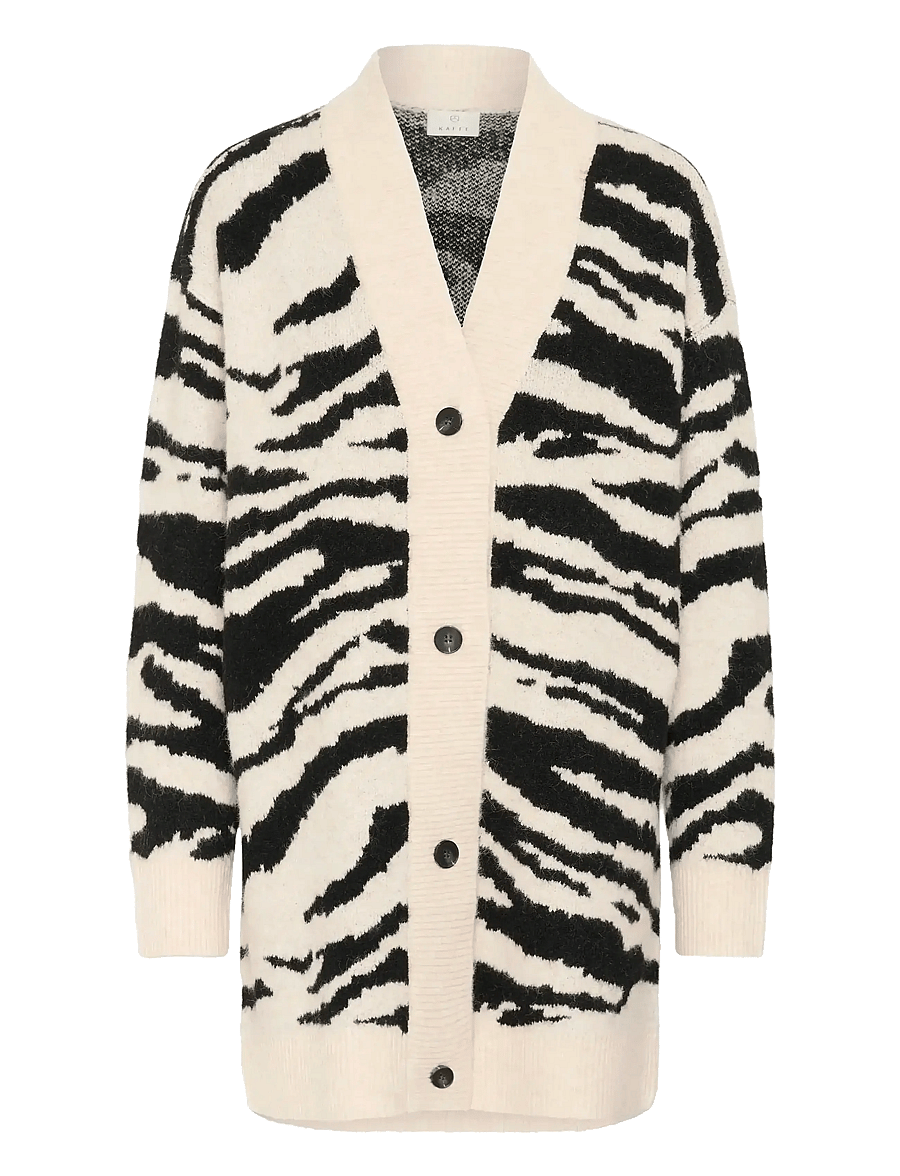 Kaffe - KAsandra Cardigan - strickjacken - turtledove/black animal - 1