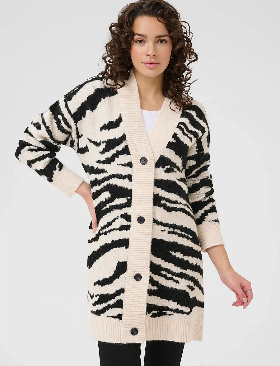 Kaffe - KAsandra Cardigan - strickjacken - turtledove/black animal - 0