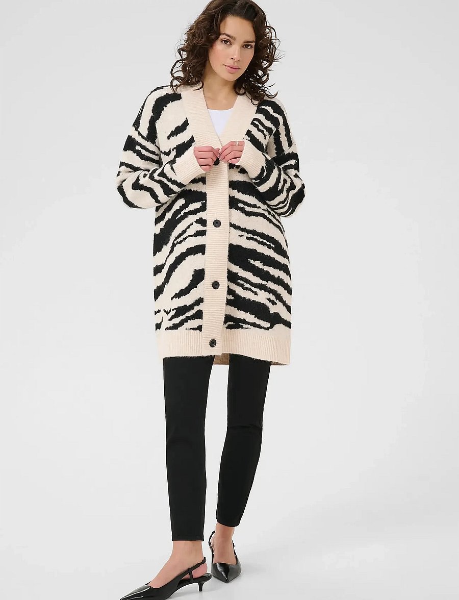 Kaffe - KAsandra Cardigan - strickjacken - turtledove/black animal - 3