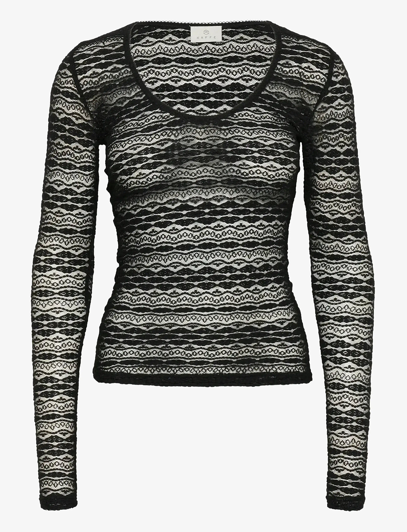 Kaffe - KAlorinda LS Lace T-Shirt - hauts à manches longues - black deep - 1