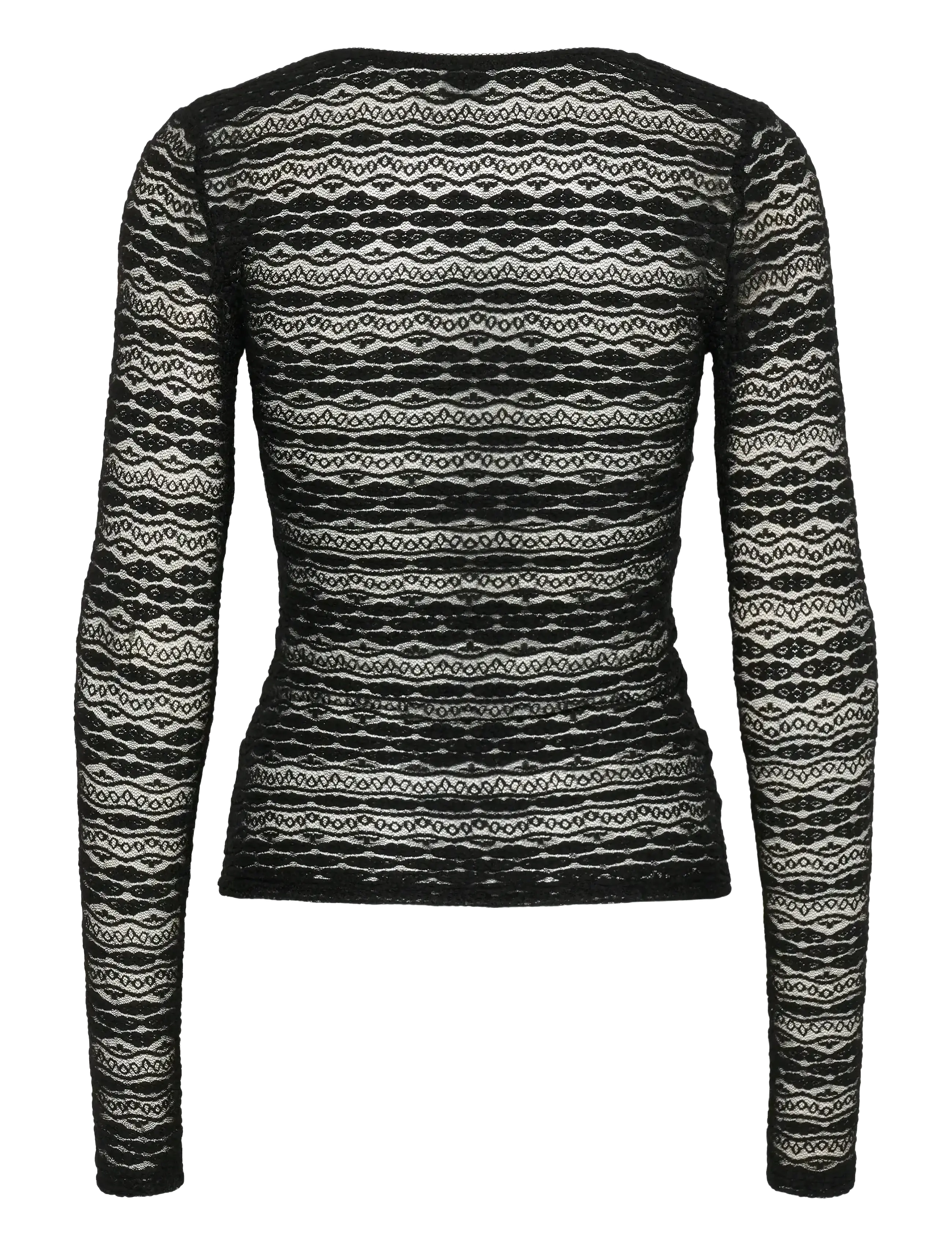 Kaffe - KAlorinda LS Lace T-Shirt - langærmede toppe - black deep - 2