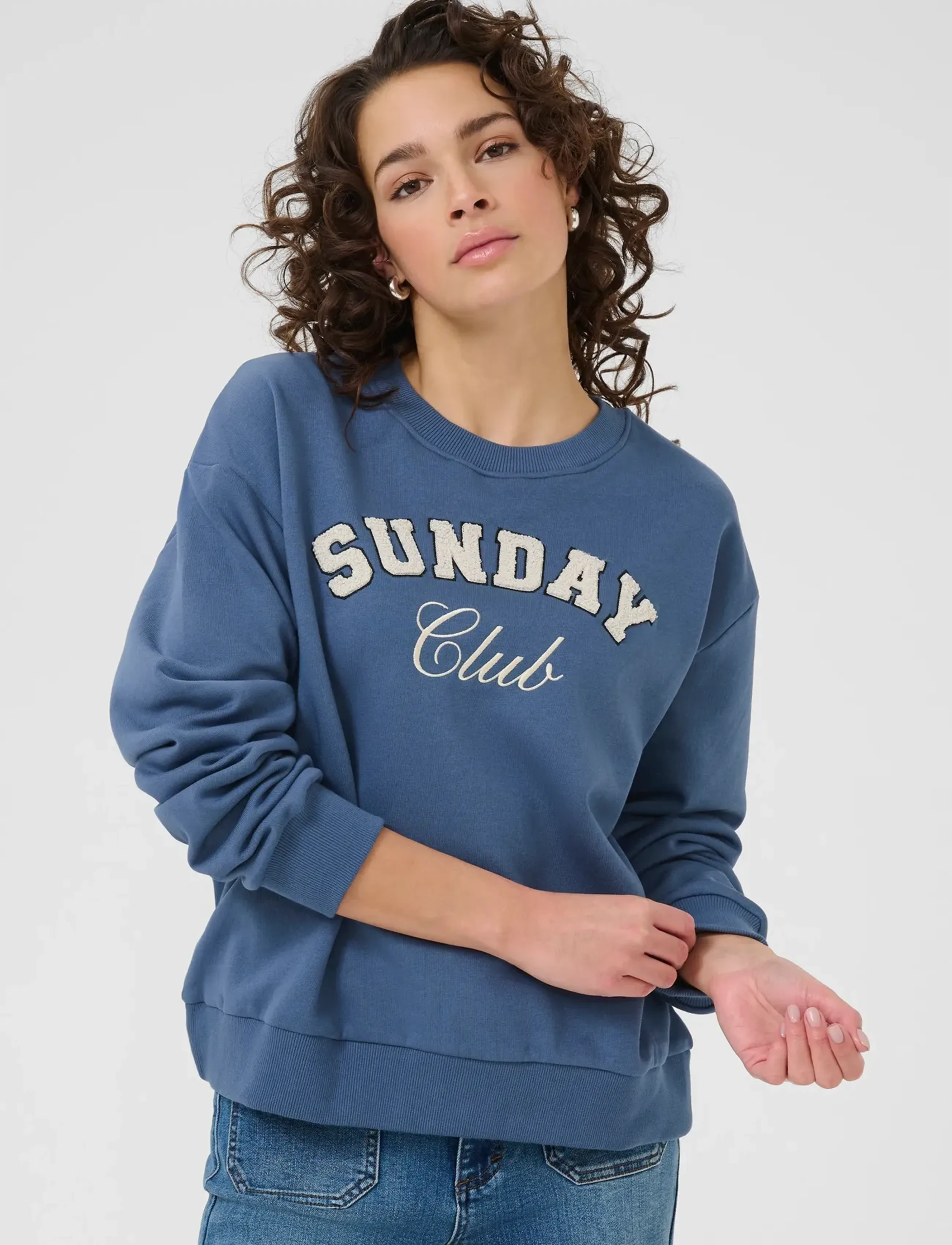 Kaffe Kaelenora Sweatshirt, XS, Blue, Sweatshirts & Hættetrøjer > Sweatshirts, Dame