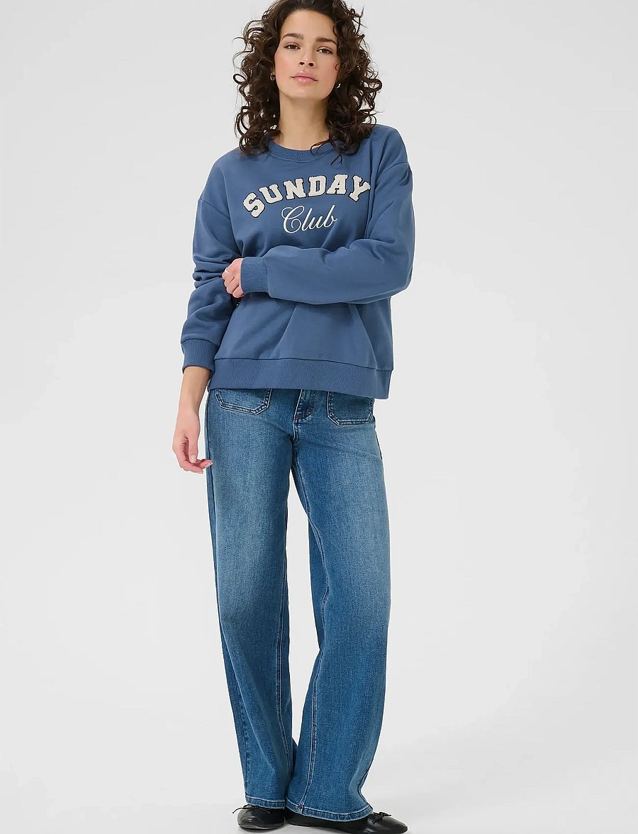 Kaffe - KAelenora Sweatshirt - igapäevane stiil - bering sea/club embd. - 3