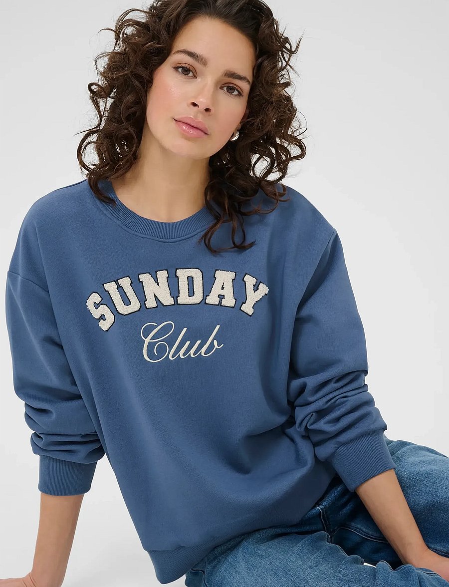Kaffe - KAelenora Sweatshirt - igapäevane stiil - bering sea/club embd. - 5