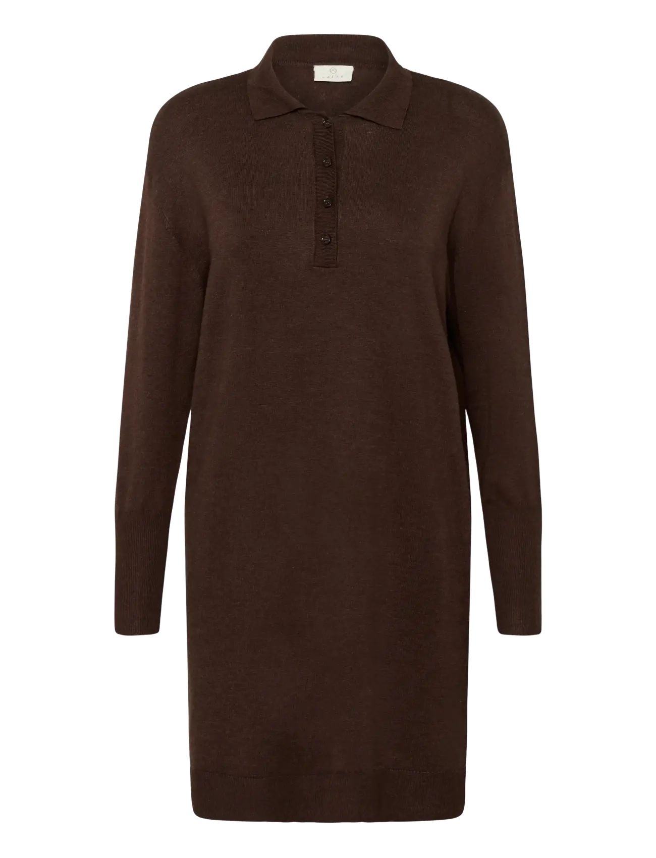 Kaffe - KAlizza Polo Knit Dress - särkkleidid - chocolate brown melange - 0