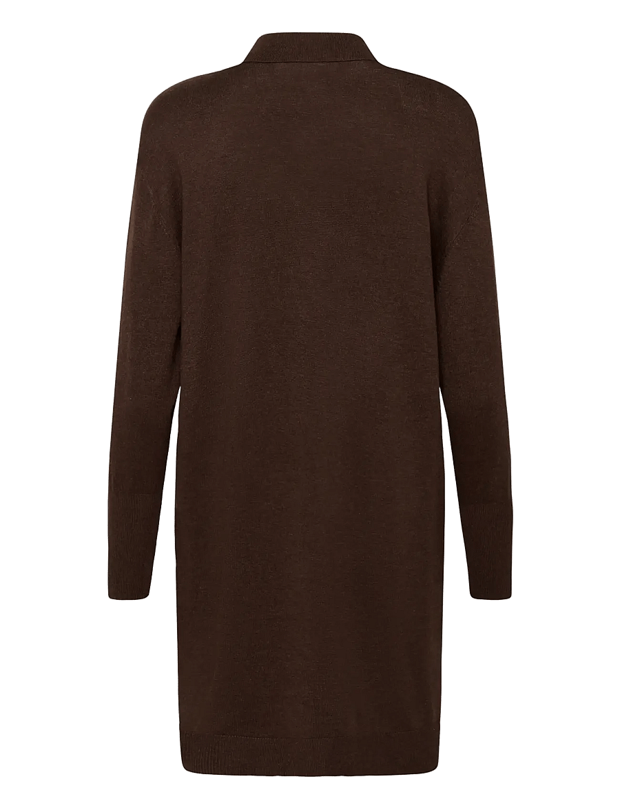Kaffe - KAlizza Polo Knit Dress - särkkleidid - chocolate brown melange - 1