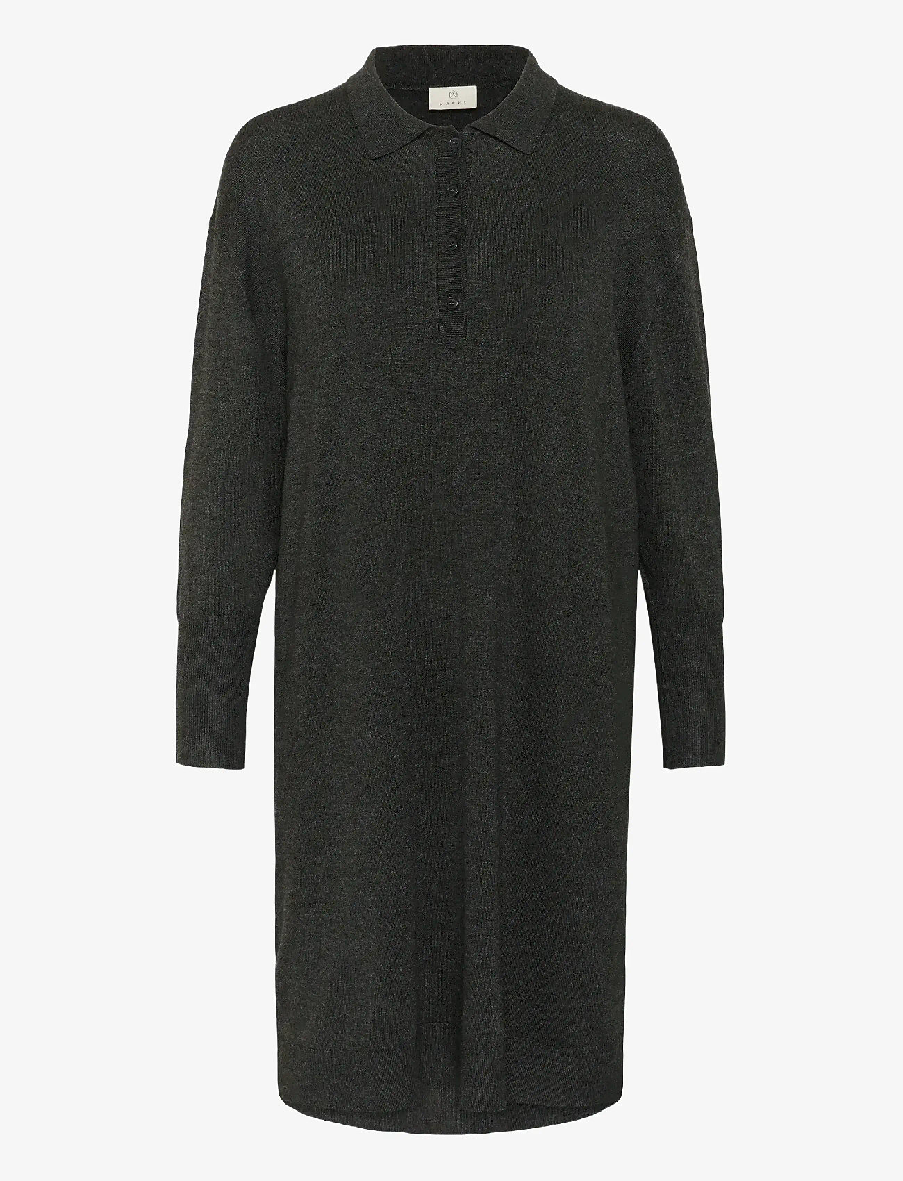 Kaffe - KAlizza Polo Knit Dress - hemdkleider - dark grey melange - 1
