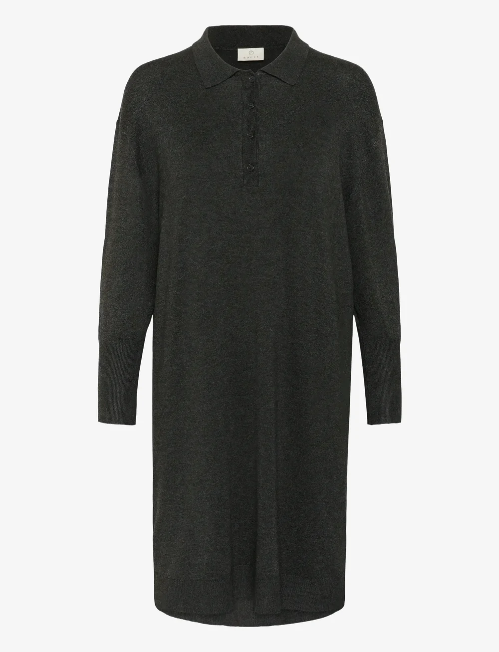 Kaffe - KAlizza Polo Knit Dress - skjortklänningar - dark grey melange - 1