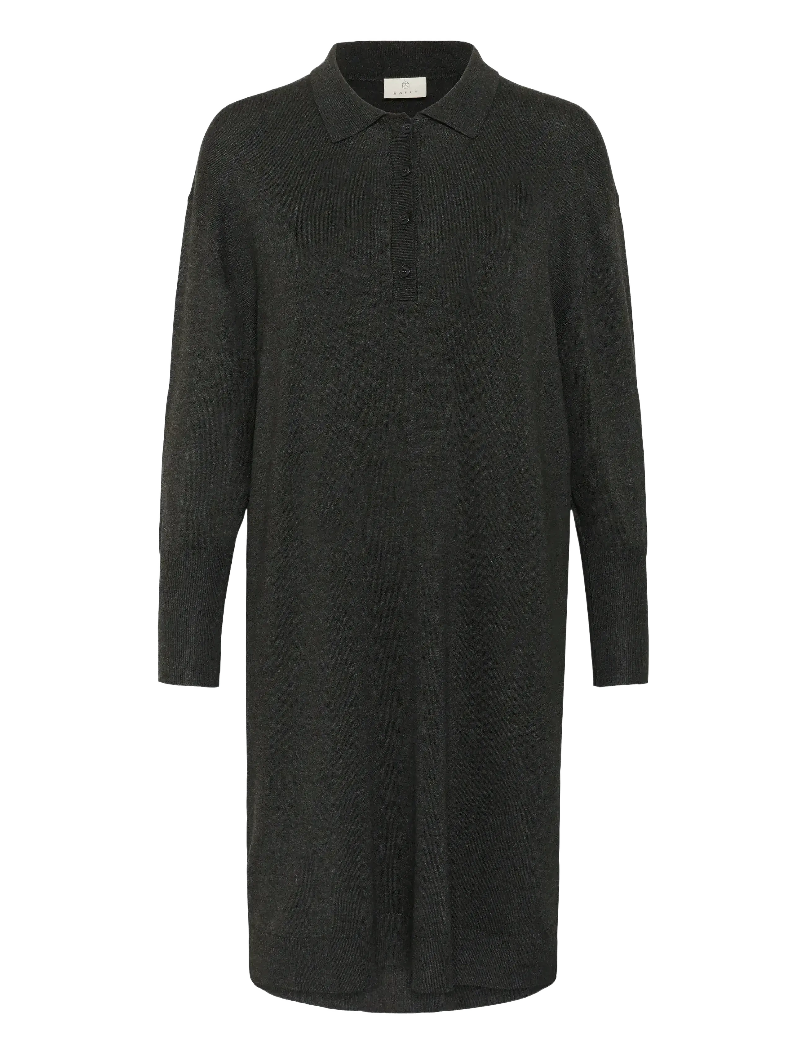 Kaffe - KAlizza Polo Knit Dress - särkkleidid - dark grey melange - 1