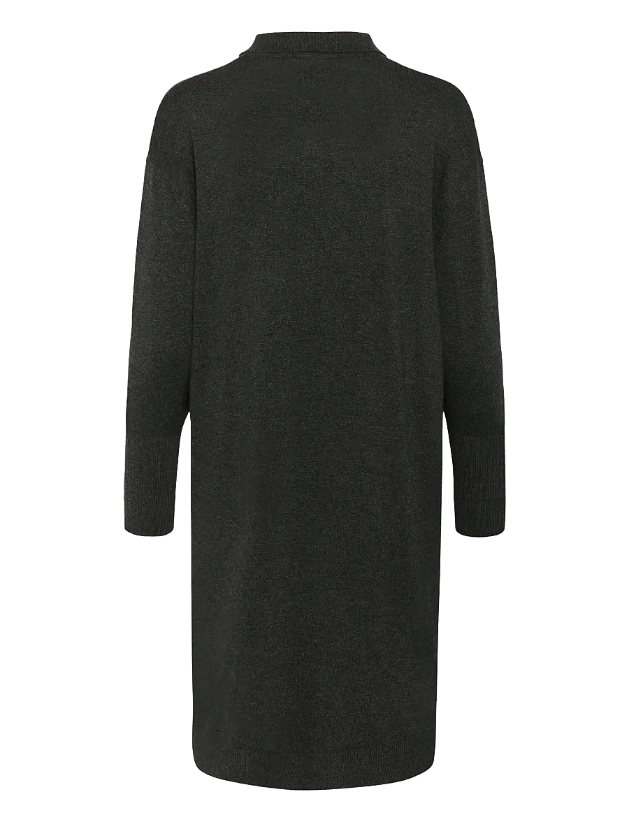 Kaffe - KAlizza Polo Knit Dress - särkkleidid - dark grey melange - 2