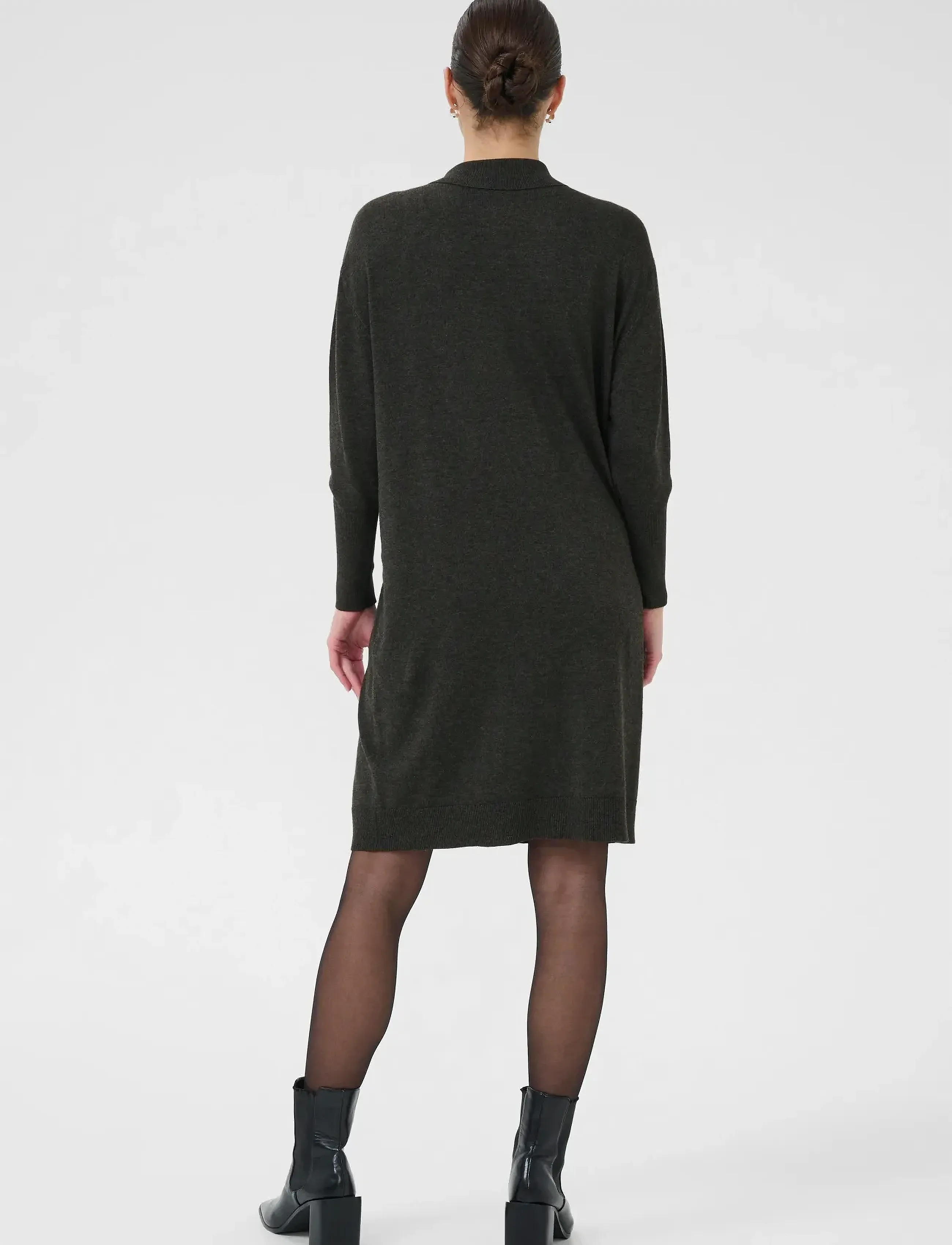 Kaffe - KAlizza Polo Knit Dress - shirt dresses - dark grey melange - 4