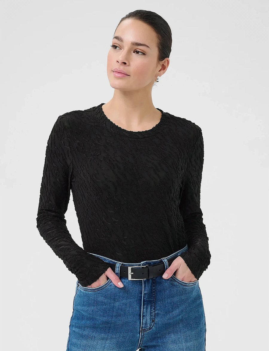 Kaffe - KAzeverina T-Shirt - topi ar garām piedurknēm - black deep - 0
