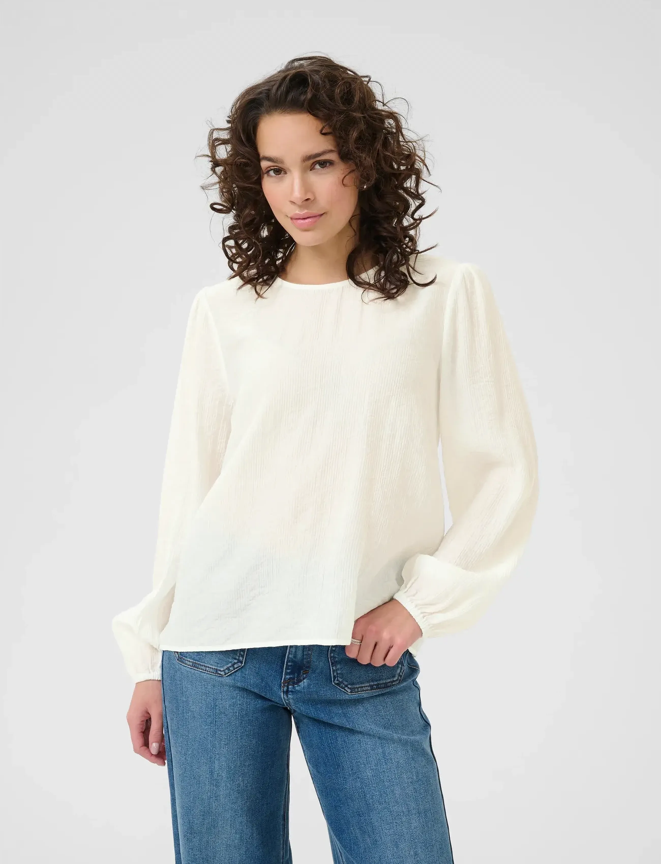 Kaffe Kavivy Blouse, 42, White, Bluser > Langærmede, Dame