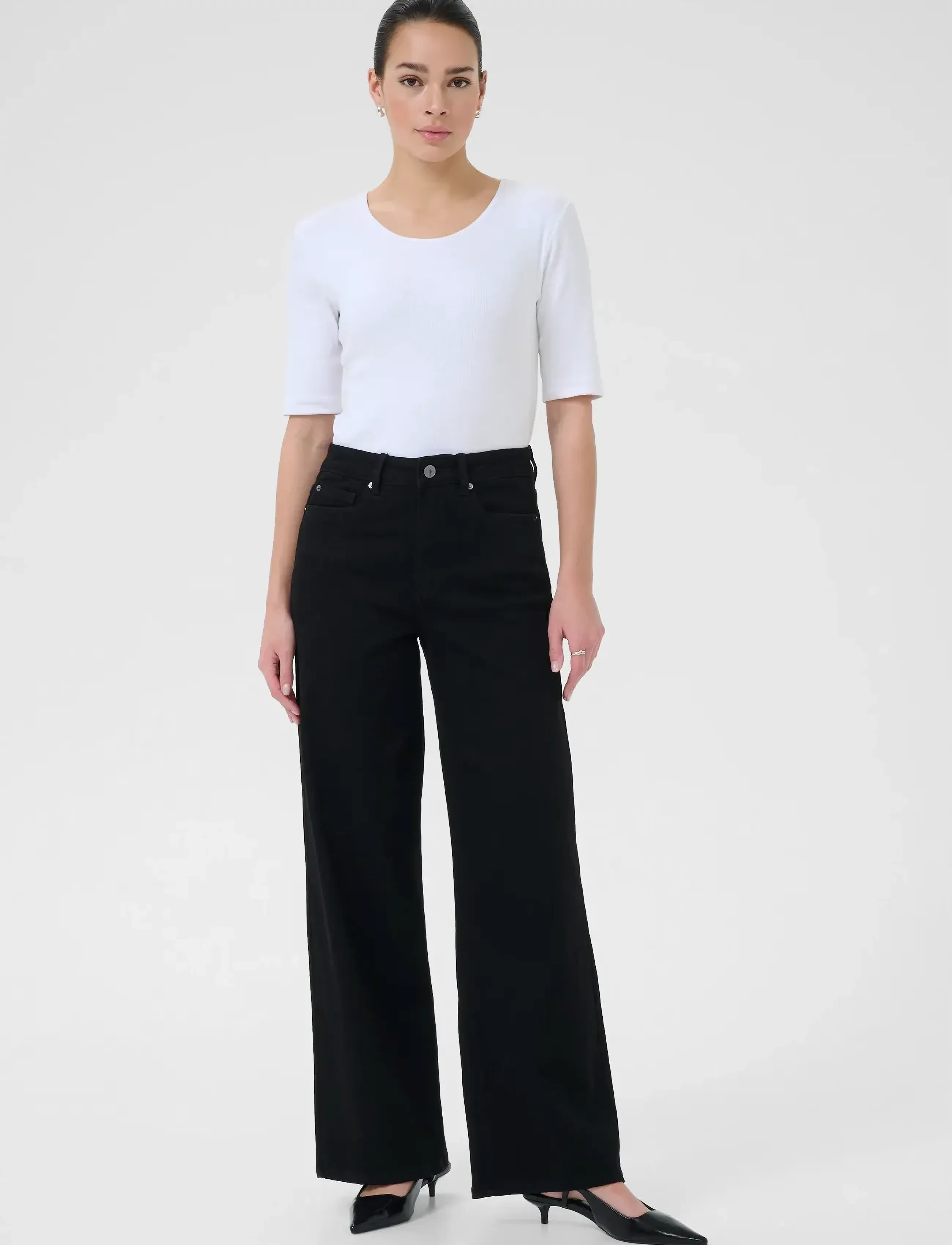 Kaffe - KAmeadow HW Reg Fit Jeans - tiesaus kirpimo džinsai - black deep - 3