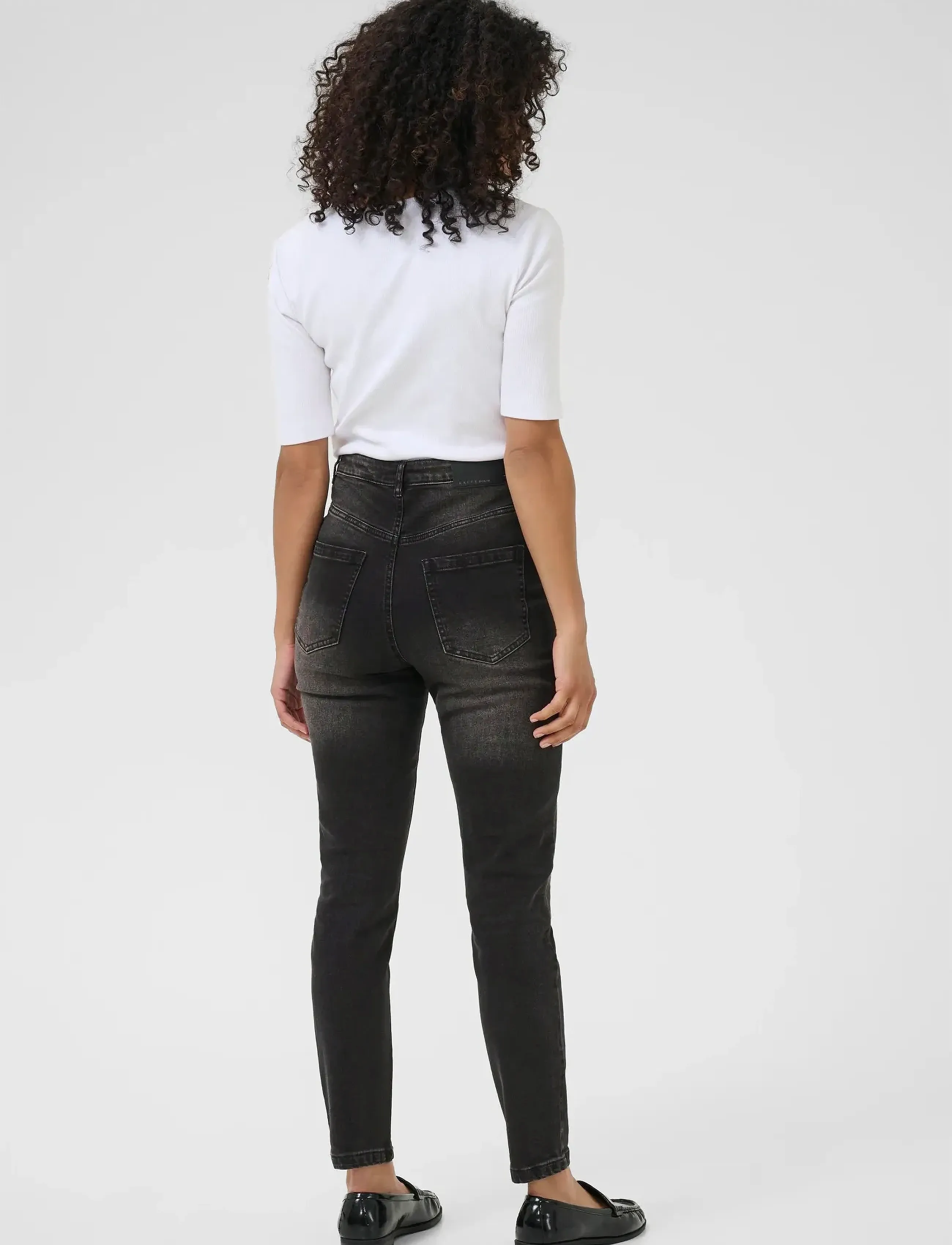 Kaffe - KAwillow HW Slim Fit Jeans - kitsad teksad - dark grey wash - 4