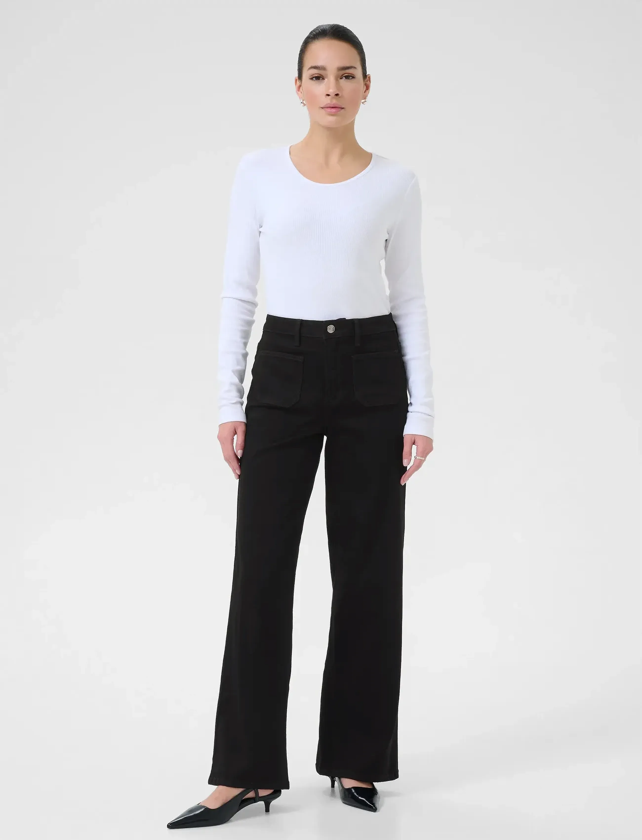 Kaffe - KAbrook HW Reg Fit Jeans - tiesaus kirpimo džinsai - black deep - 3