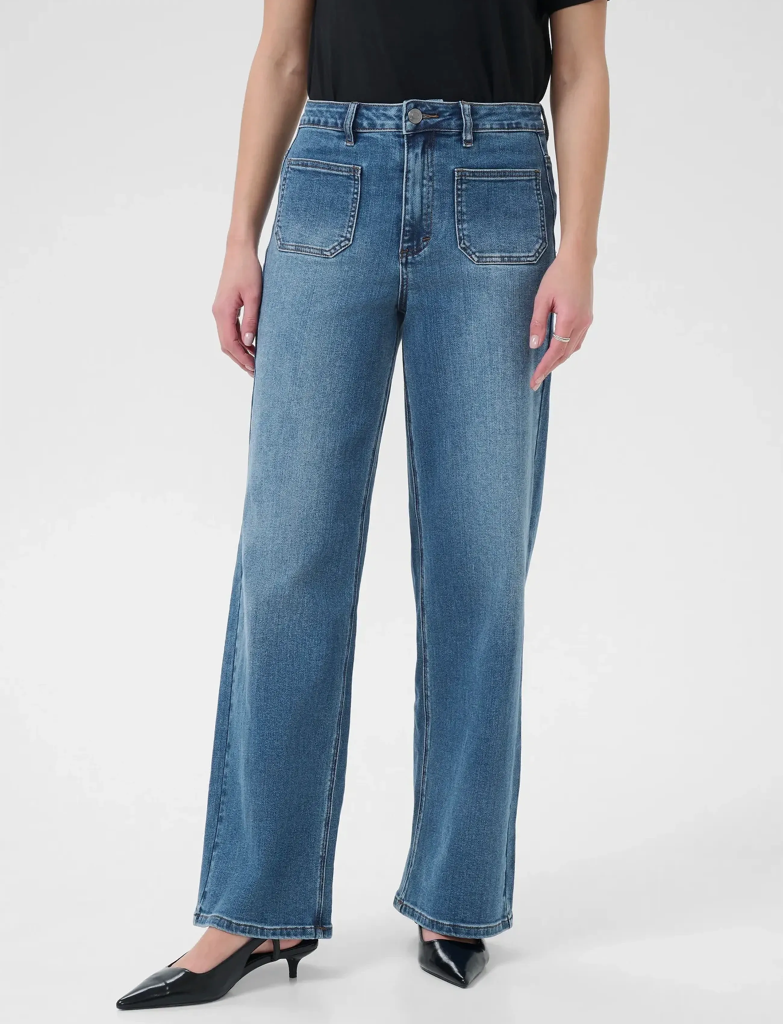 Kaffe KAbrook HW Reg Fit Jeans - Transitional Layering - MEDIUM BLUE DENIM / blue