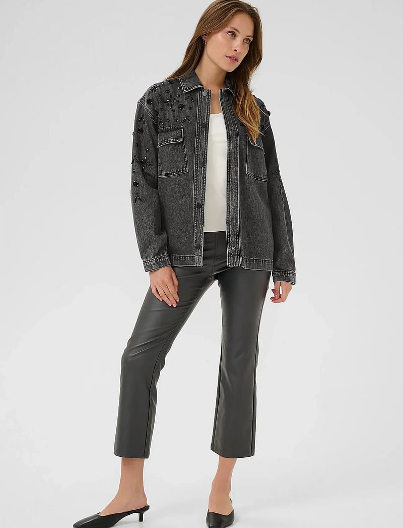 Kaffe - KAjaiden Denim Jacket - jeansjackor - dark grey washed denim - 3