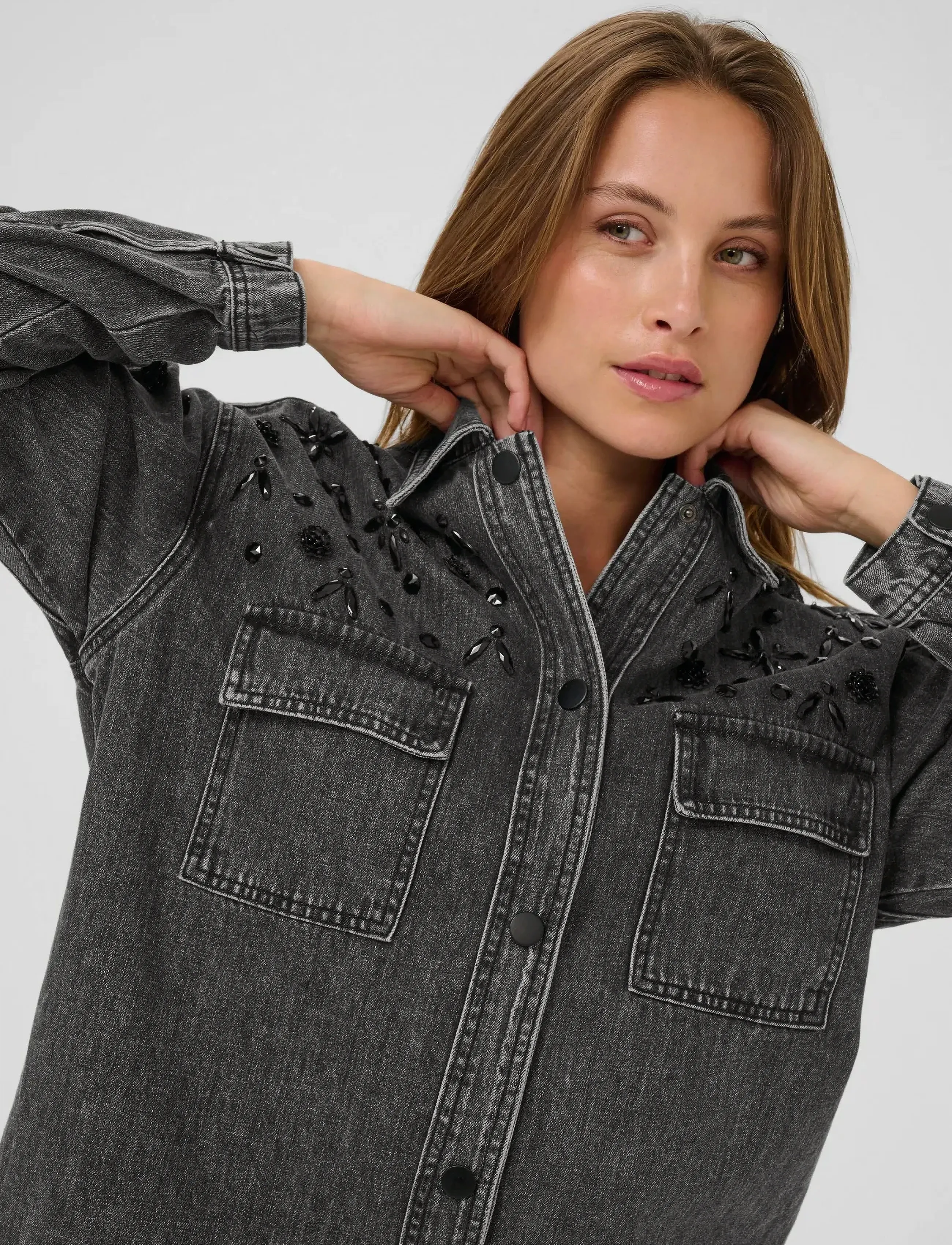 Kaffe - KAjaiden Denim Jacket - outerwear - dark grey washed denim - 5