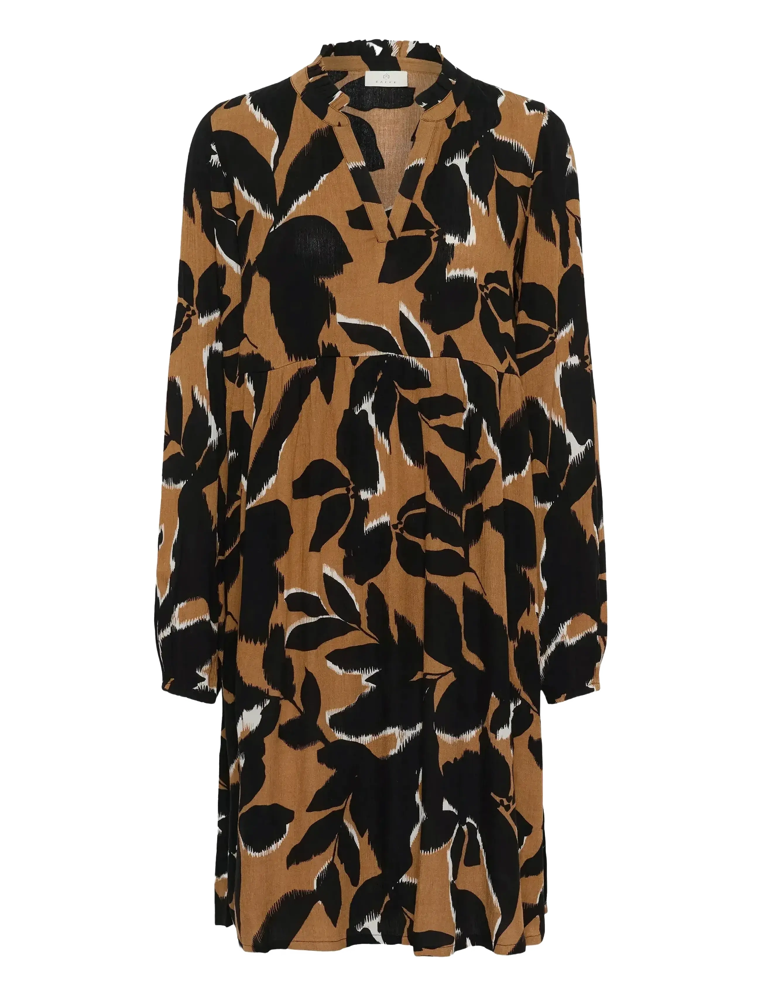 Kaffe KAlisette Amber Dress - Kaffe - TOASTED COCONUT/BLACK FLOWER / black