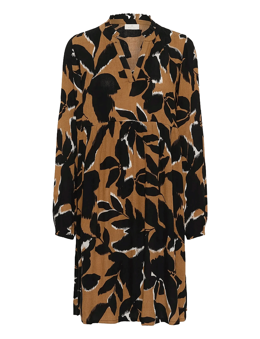 Kaffe - KAlisette Amber Dress - hemdkleider - toasted coconut/black flower - 1