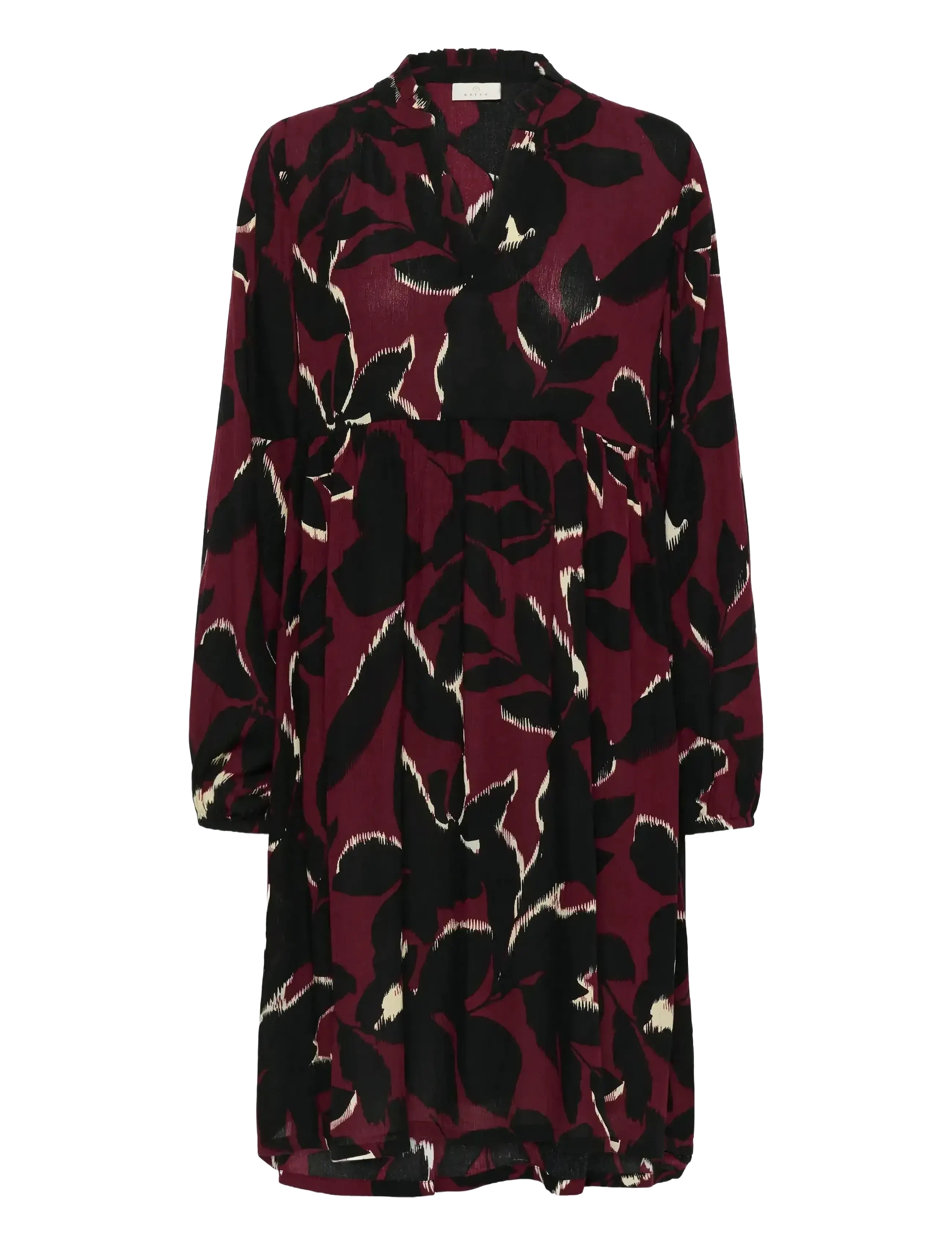 Kaffe KAlisette Amber Dress - Särkkleidid - WINDSOR WINE/BLACK FLOWER / red