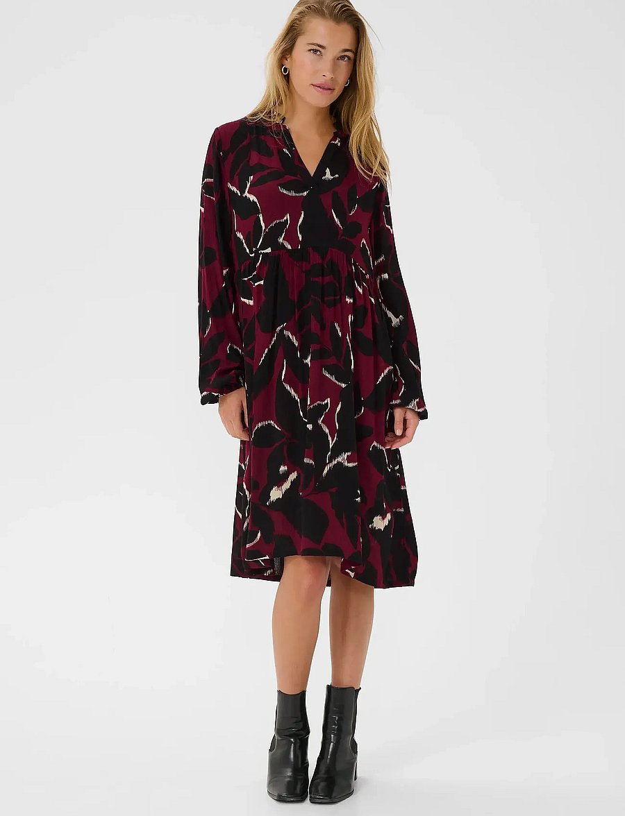 Kaffe - KAlisette Amber Dress - hemdkleider - windsor wine/black flower - 3
