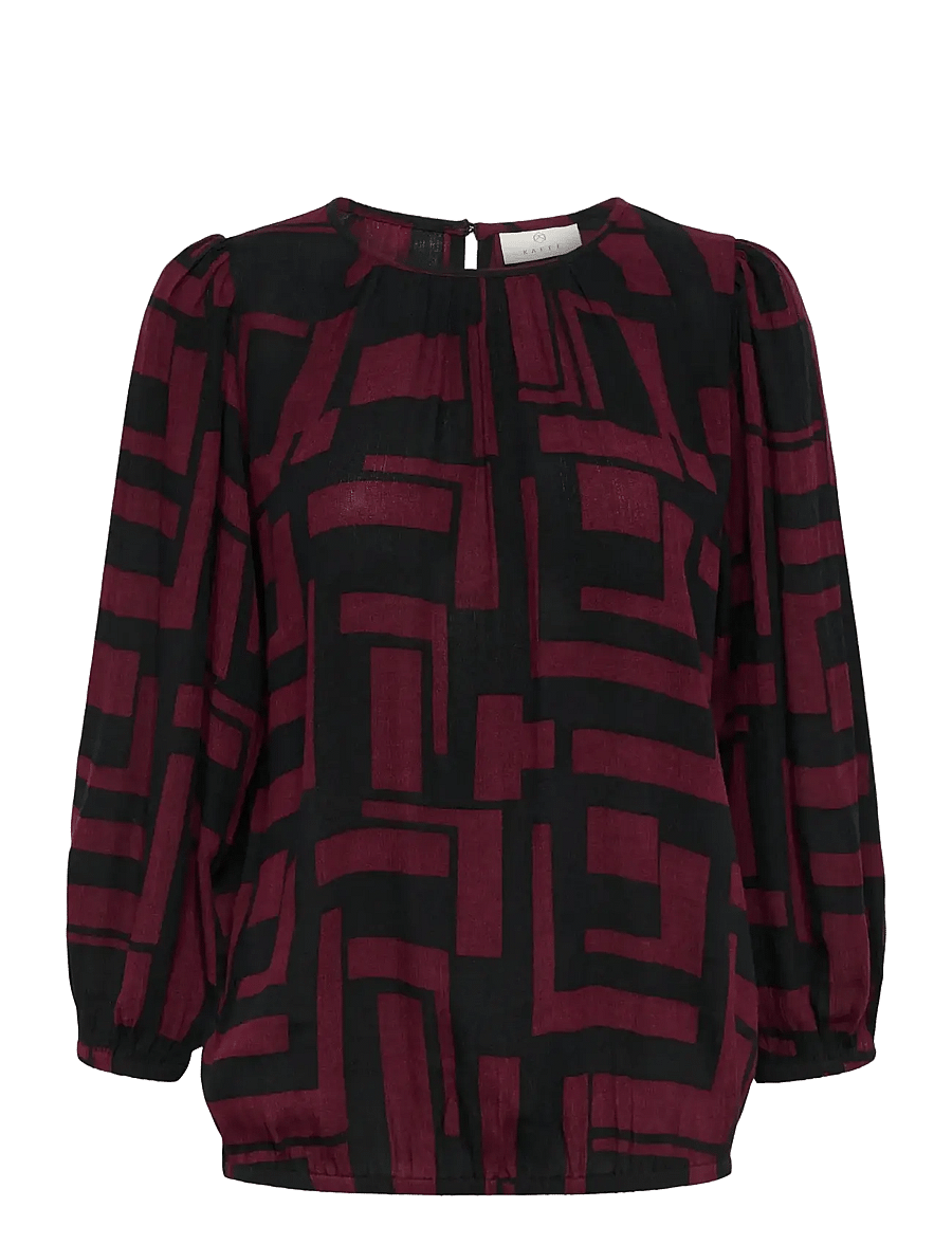 Kaffe - KAlorina Amber Blouse - langärmelige blusen - black/windsor wine graphic - 0