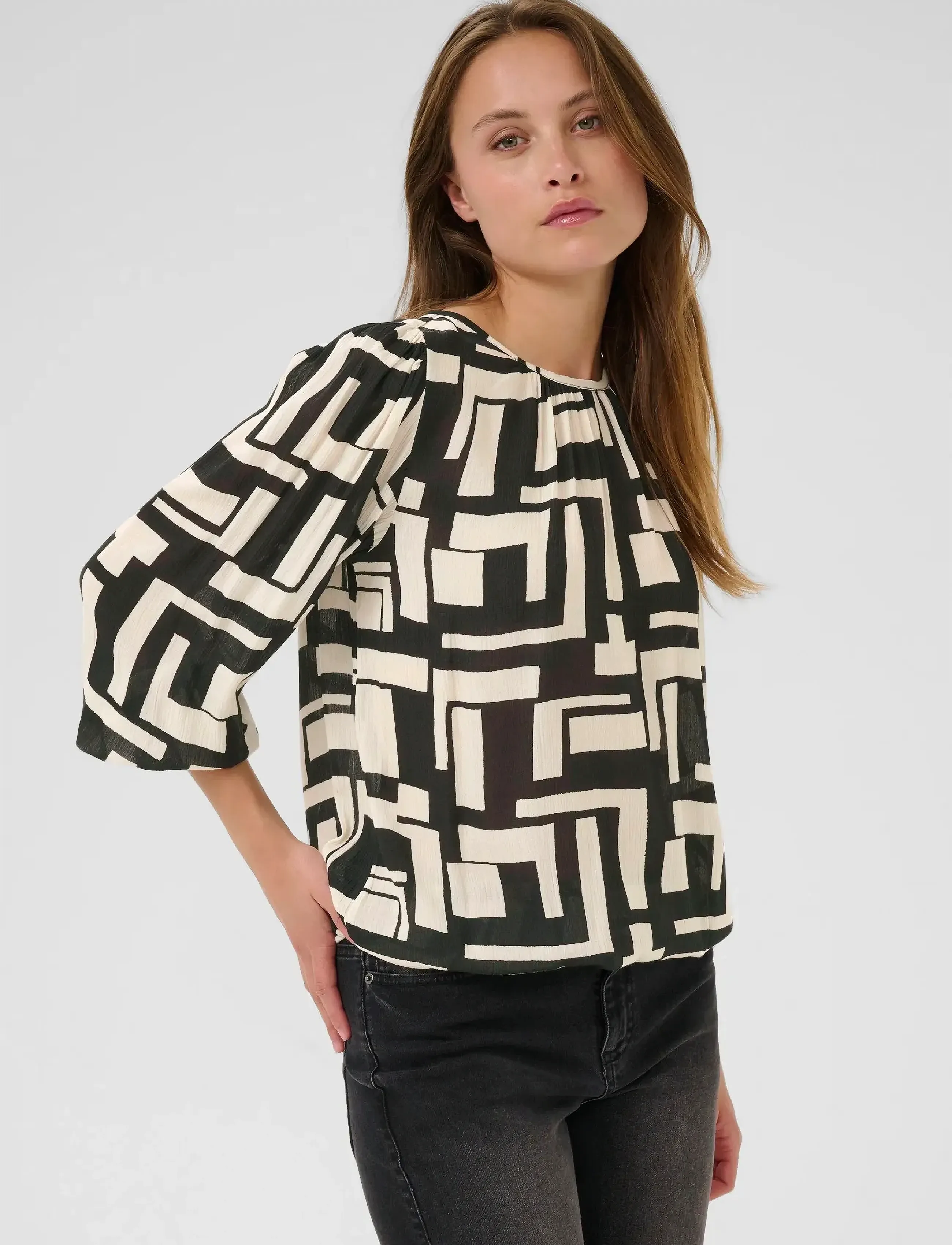 Kaffe Kalorina Amber Blouse, Kvinder, Blouson Bluse, Sort, Str: 38
