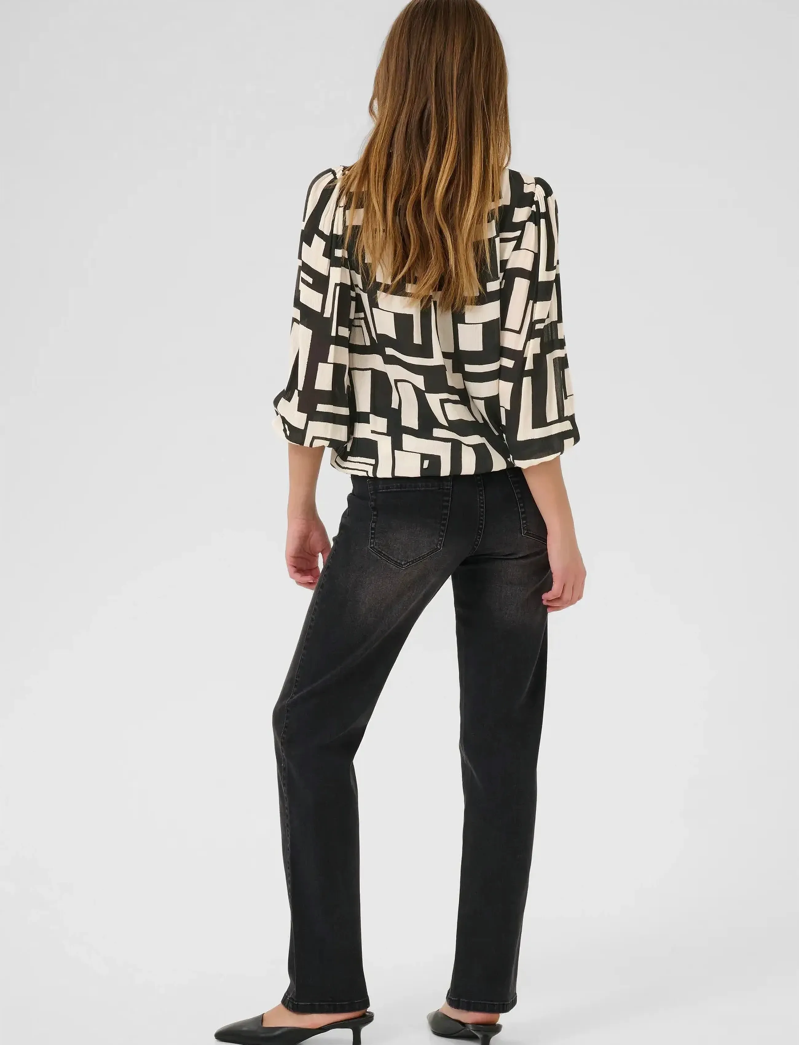 Kaffe - KAlorina Amber Blouse - langärmlige blusen - black/white graphic - 4
