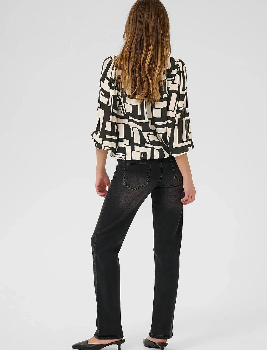 Kaffe - KAlorina Amber Blouse - pikkade varrukatega pluusid - black/white graphic - 4