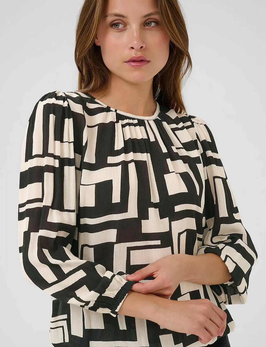 Kaffe - KAlorina Amber Blouse - pikkade varrukatega pluusid - black/white graphic - 5