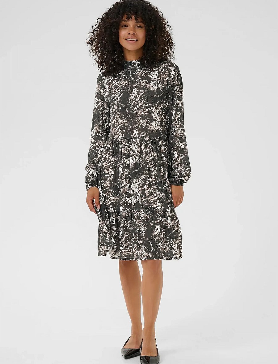 Kaffe - KAlinda Amber Dress - short dresses - black/grey abstract graphic - 3