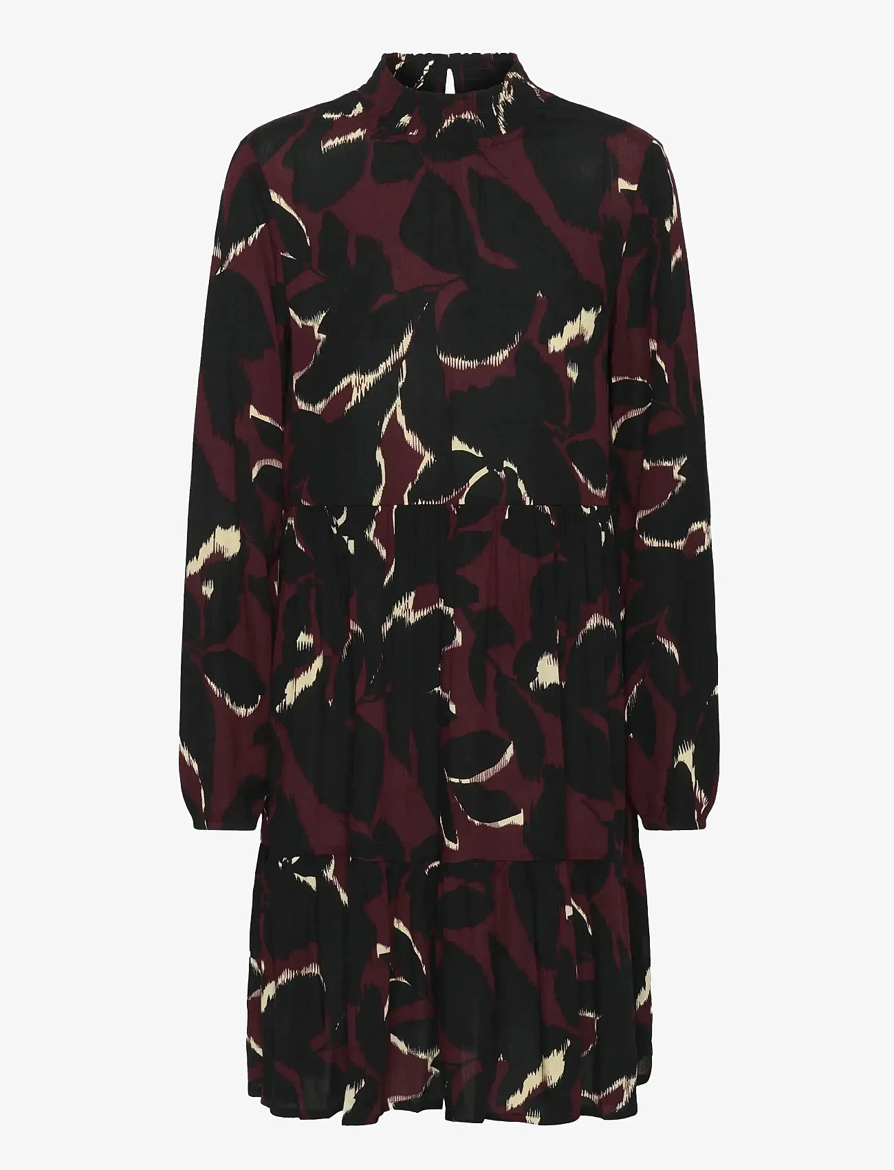 Kaffe - KAlinda Amber Dress - lyhyet mekot - windsor wine/black flower - 1