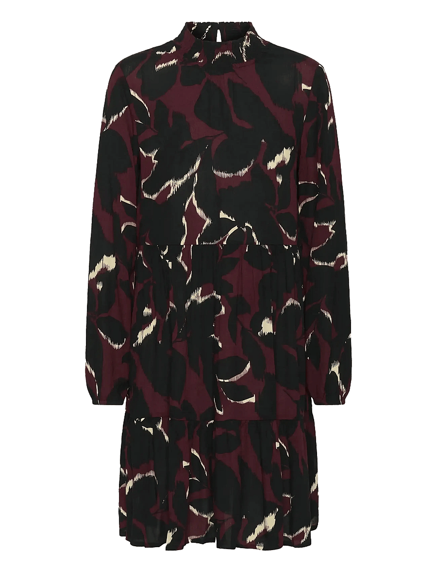 Kaffe - KAlinda Amber Dress - Īsas kleitas - windsor wine/black flower - 1