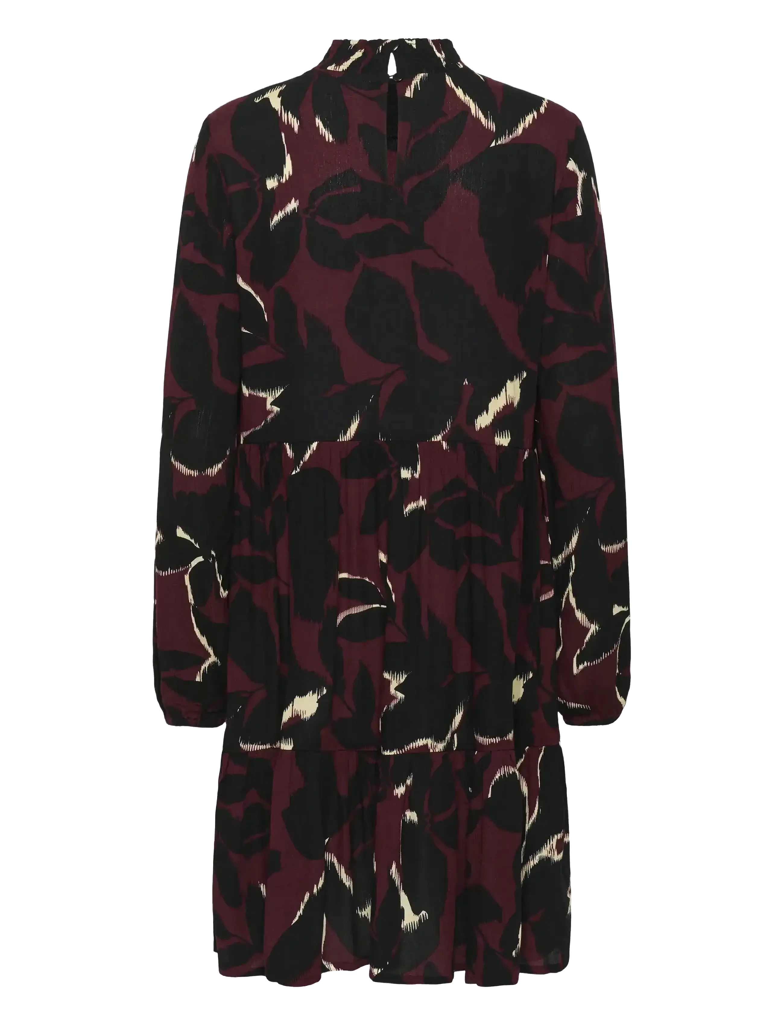 Kaffe - KAlinda Amber Dress - stuttir kjólar - windsor wine/black flower - 2